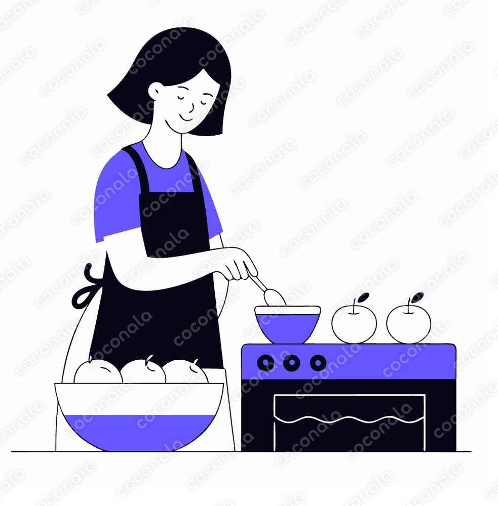 SVG形式　料理をアップルパイを調理する女性