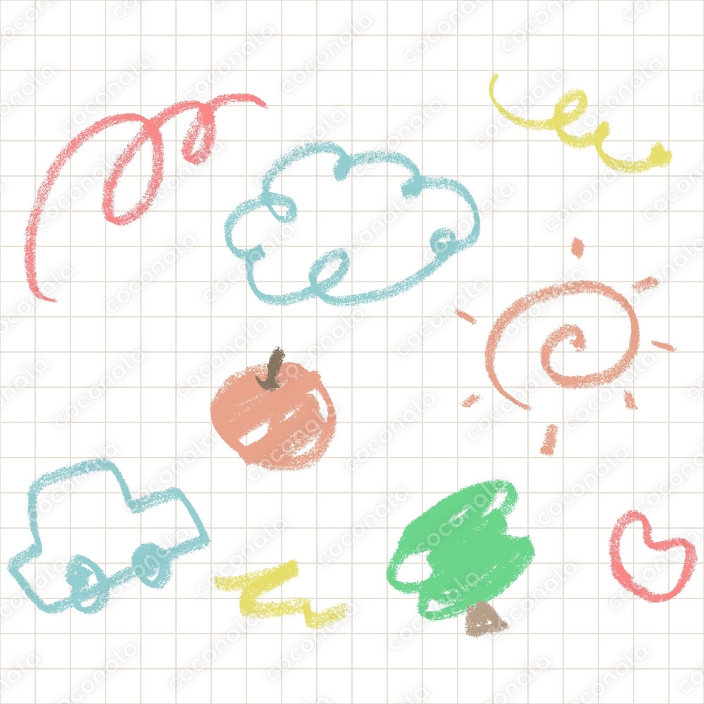 【ゆるかわ背景】ノートに描いた子どもの落書き風