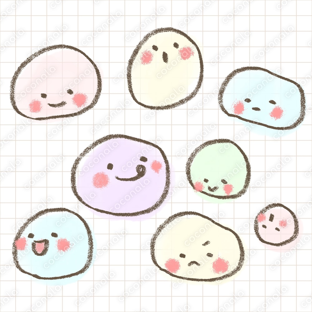 【ゆるかわ背景】ノートに描いたカラフルまんまる君たち