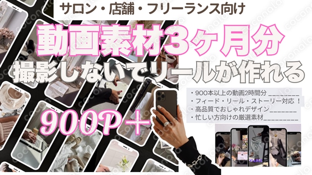 忙しい人でもそのまま使えるインスタSNSリール動画素材　【2時間分・3ヶ月毎日投稿分】
