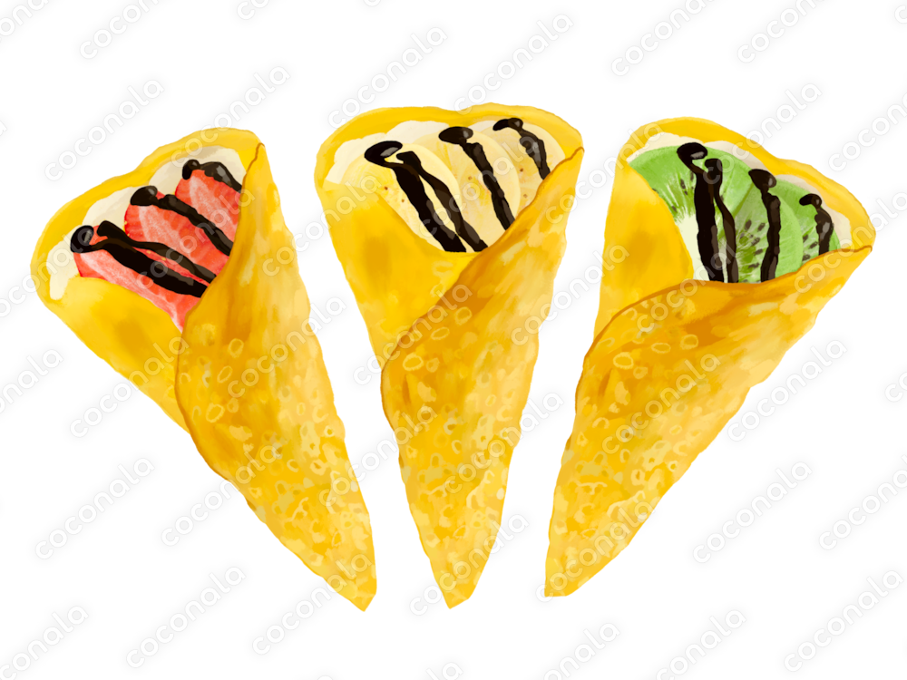 フルーツクレープのイラスト期間限定500円！8／31まで