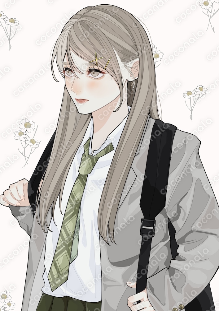 壁紙やアイコン等に！制服の女の子イラスト