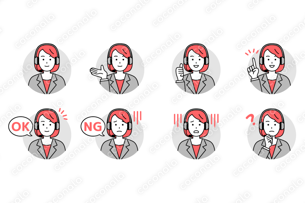 女性オペレーターのアイコンセット