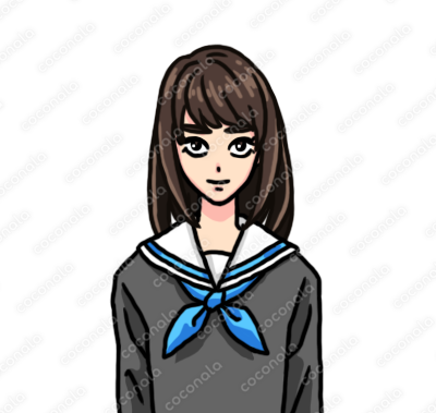 【背景透過】アイコンやゲームに使える女子生徒１