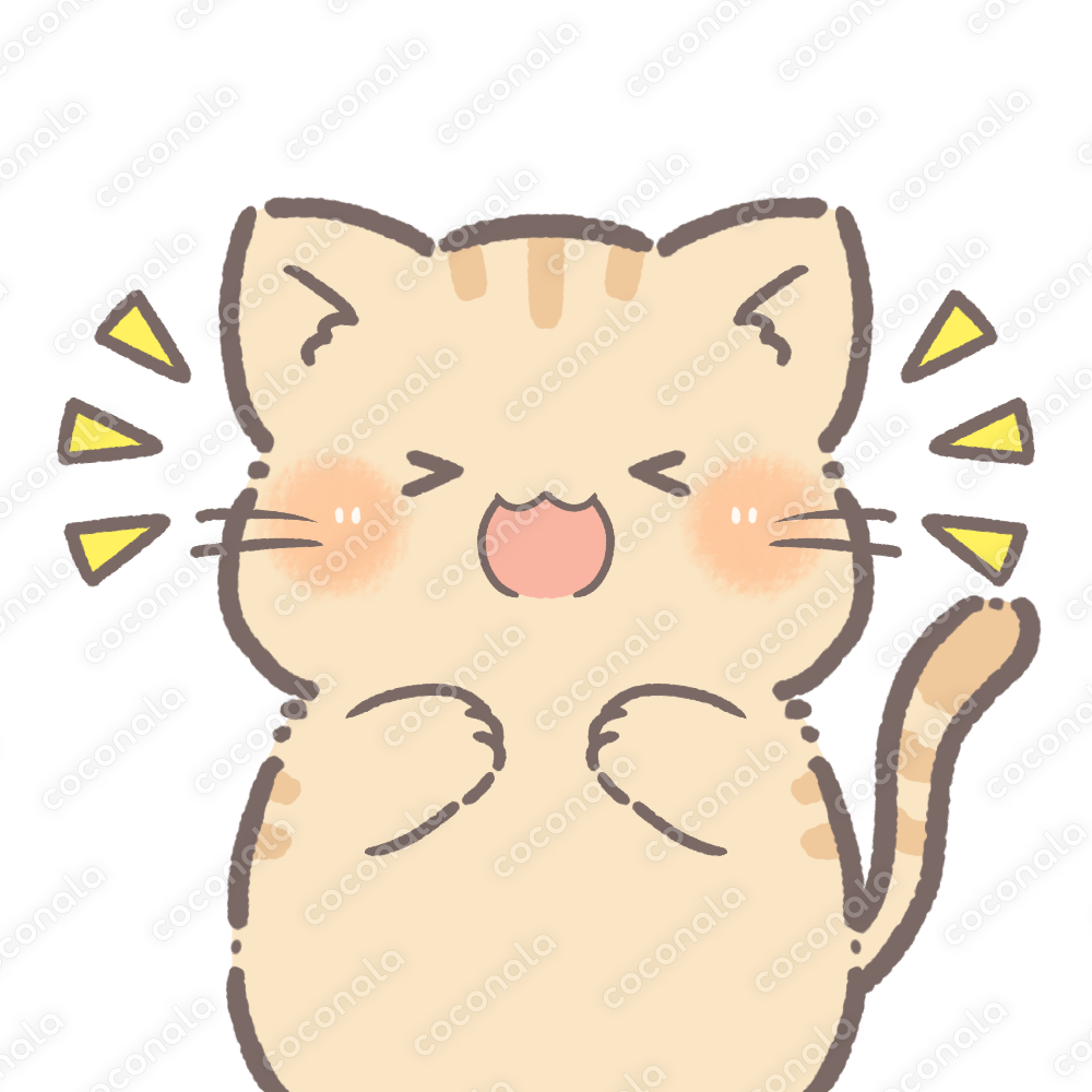 商用利用◎】ゆるかわいい♡茶トラ猫　喜び顔／SNSインスタブログ／背景透過／動物アイコンわがしうまし