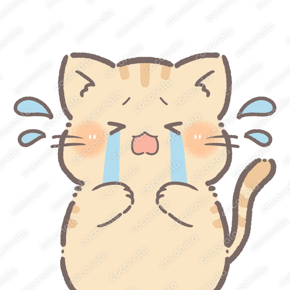 商用利用◎】ゆるかわいい♡茶トラ猫　泣き顔／SNSインスタブログ／背景透過／動物アイコンわがしうまし