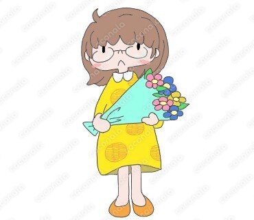 花束を持っためがねの女の子