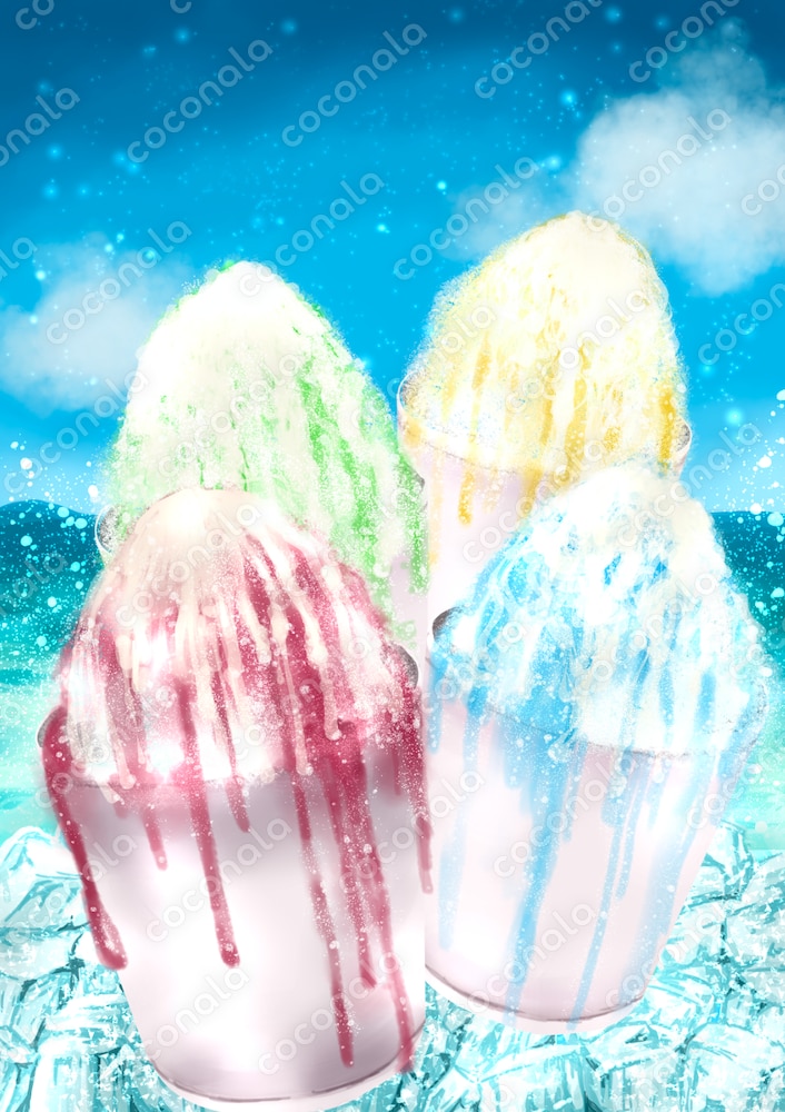 海に映える4種のかき氷ポスター