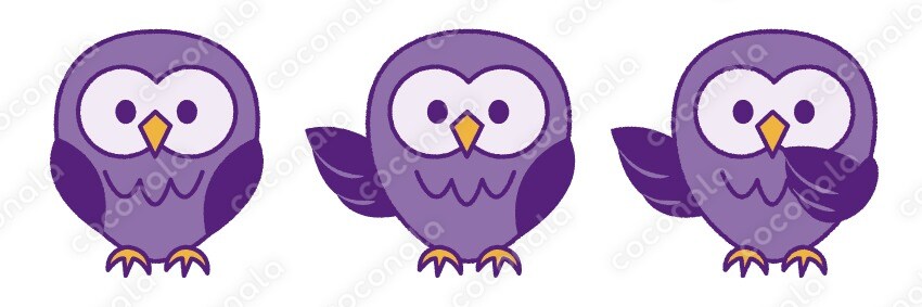 【ベクター】フクロウ3ポーズイラストセット