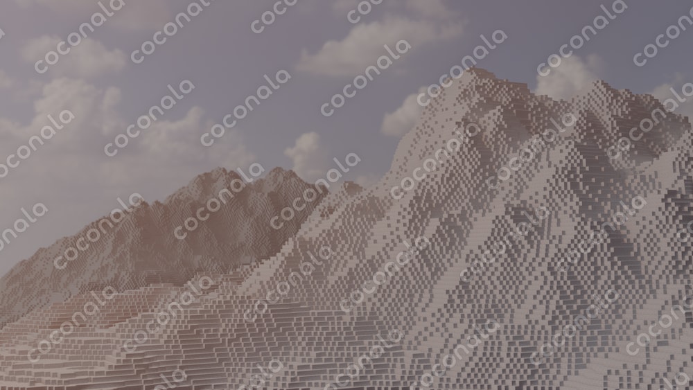 ブロックで構成された山岳地帯