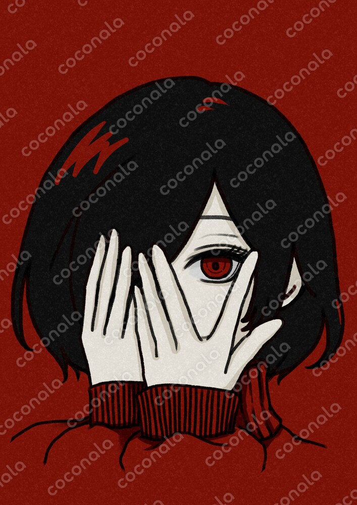 チラリ　手で顔を隠す　女の子　