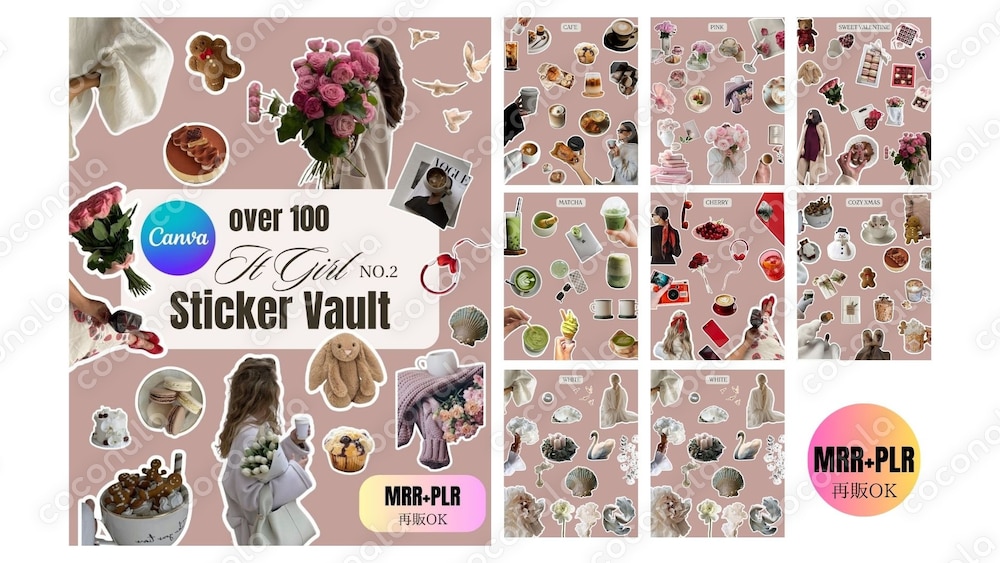 【再販OK】CANVA素材・Instagram投稿用ステッカー100枚セット