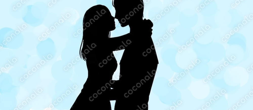 抱き合う男女のシルエットのイラスト