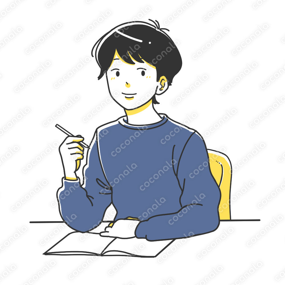書きものをする男性イラスト