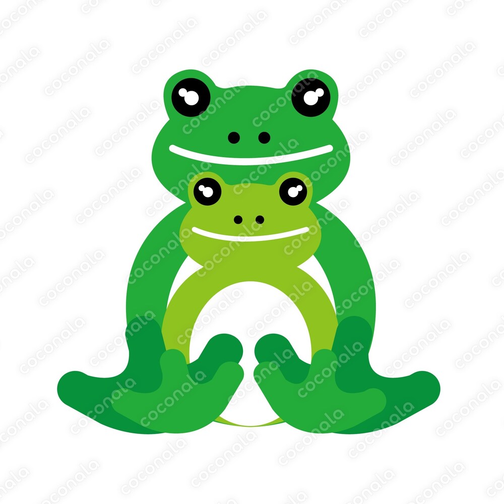 お好きにお使いください。オリジナル動物キャラクター　カエルの親子