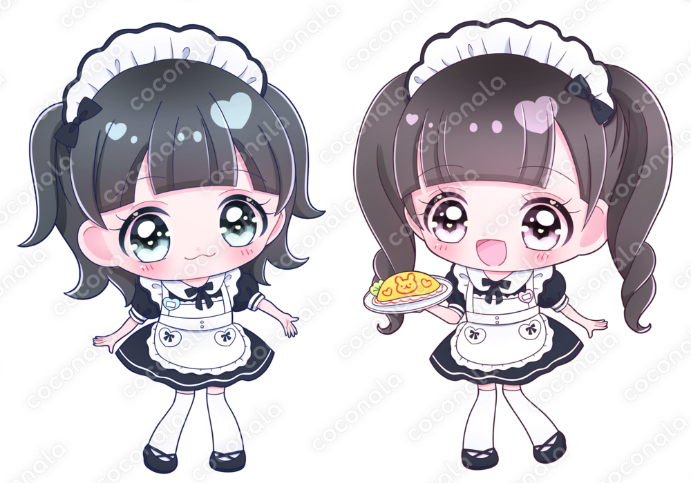 【SD２体セット】キュートメイド　透過イラスト
