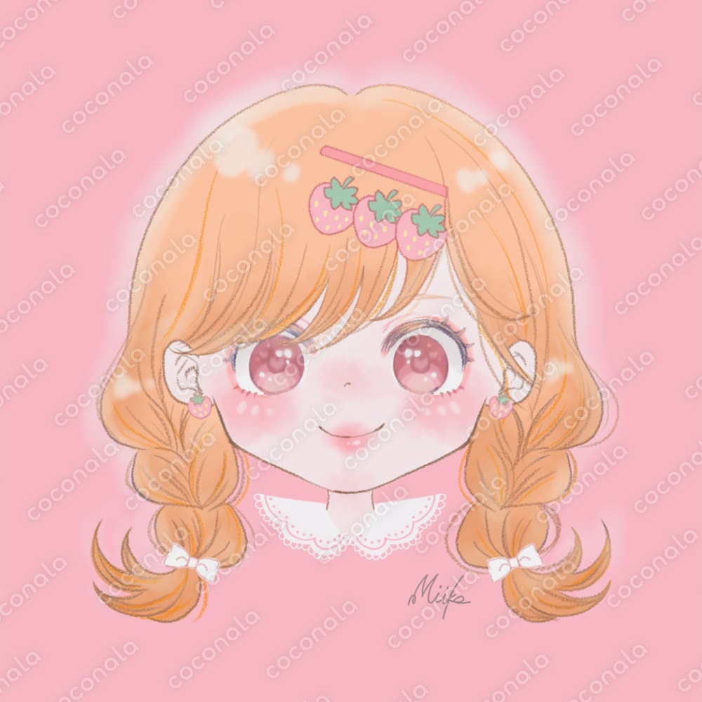 可愛い・イチゴ・三つ編み・ゆるふわ女の子のアイコン