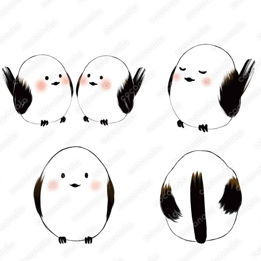 （背景透過）シマエナガのイラストセット