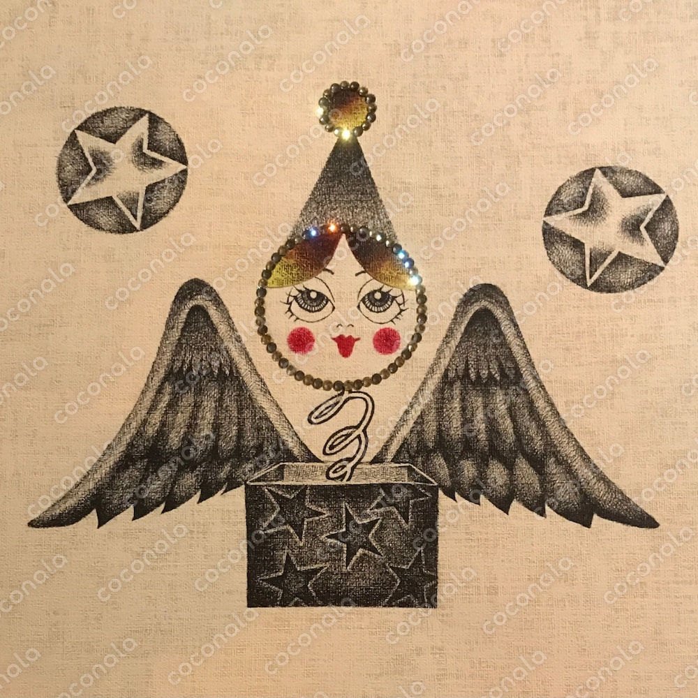 【プレゼントカードやスマホの壁紙などにも】”スワロフスキー”をあしらった手描きイラスト/JoyBox