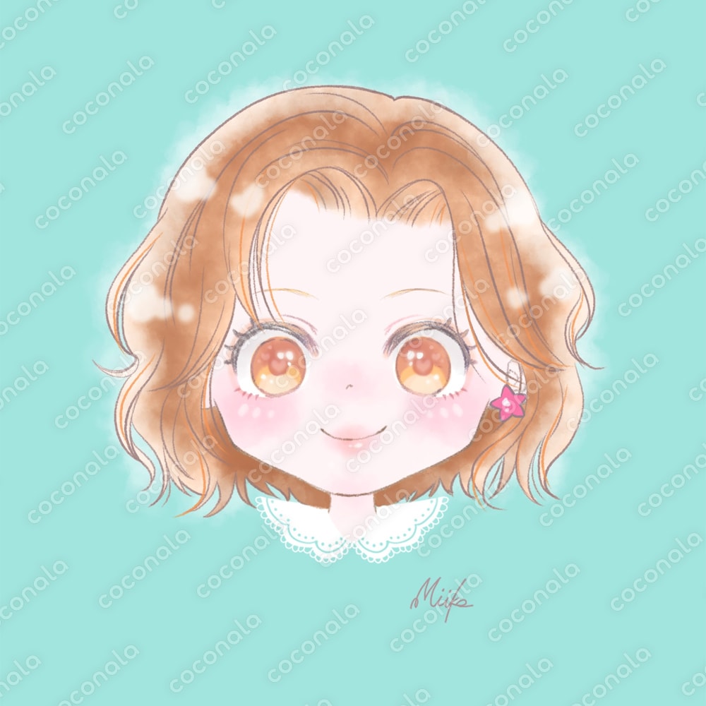 可愛い・ウエーブ・ボブ・ゆるふわ女の子のアイコン