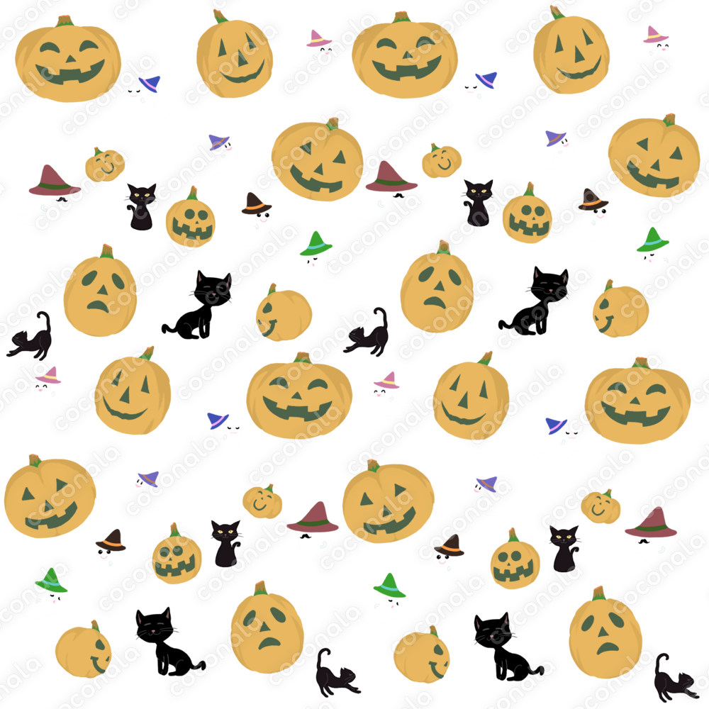 ジャックオランタンとお化けと黒猫　ハロウィン