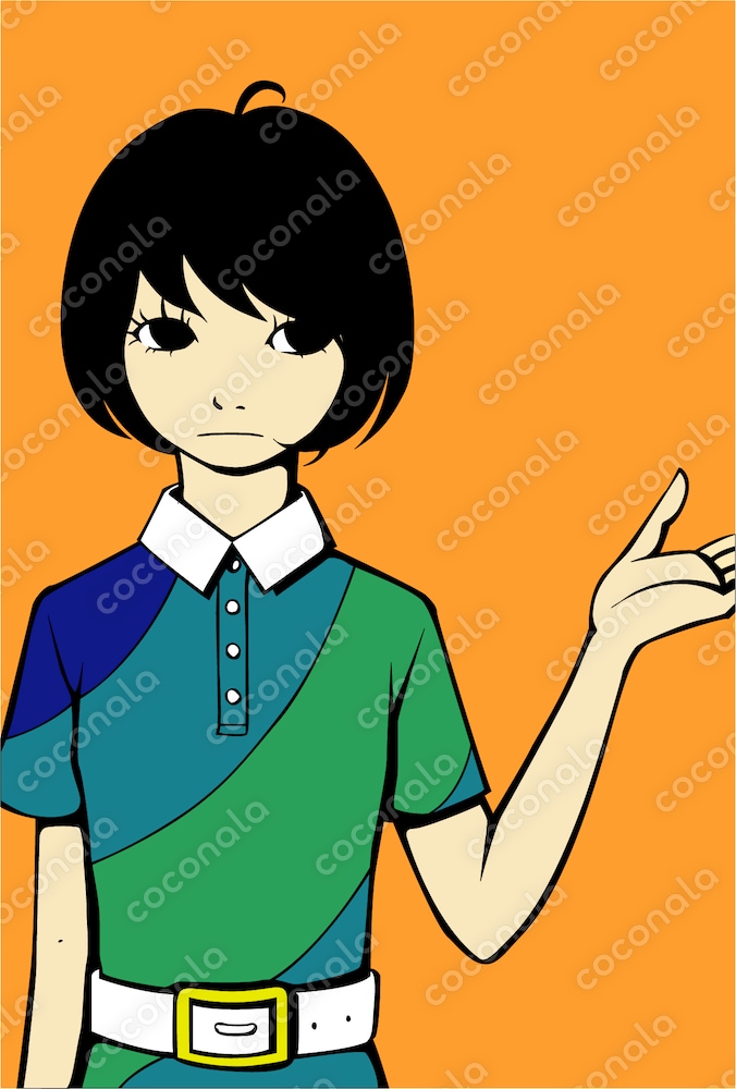 手のひら　オレンジ　女の子　イラスト