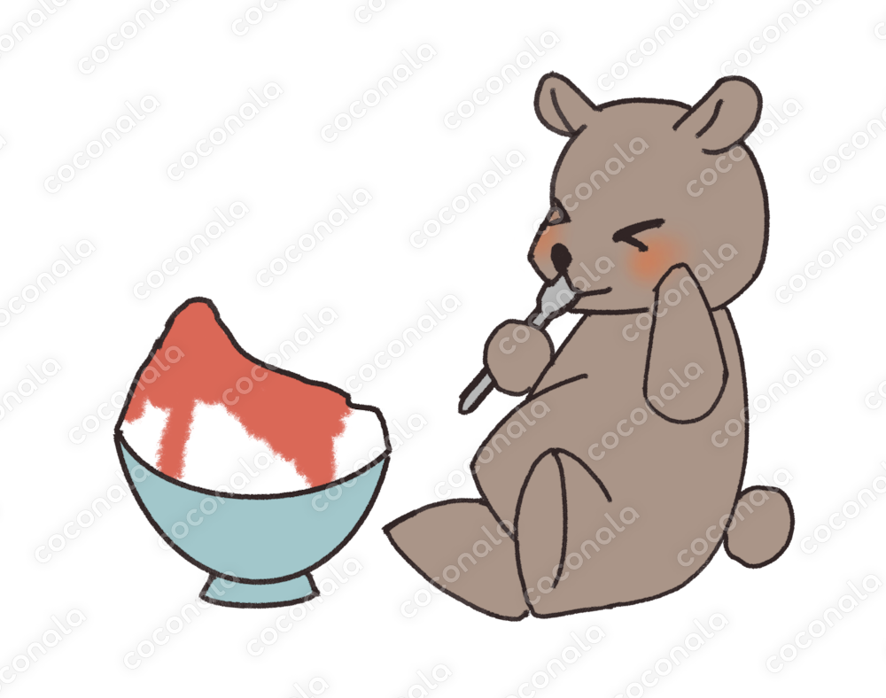 かき氷を食べるクマ