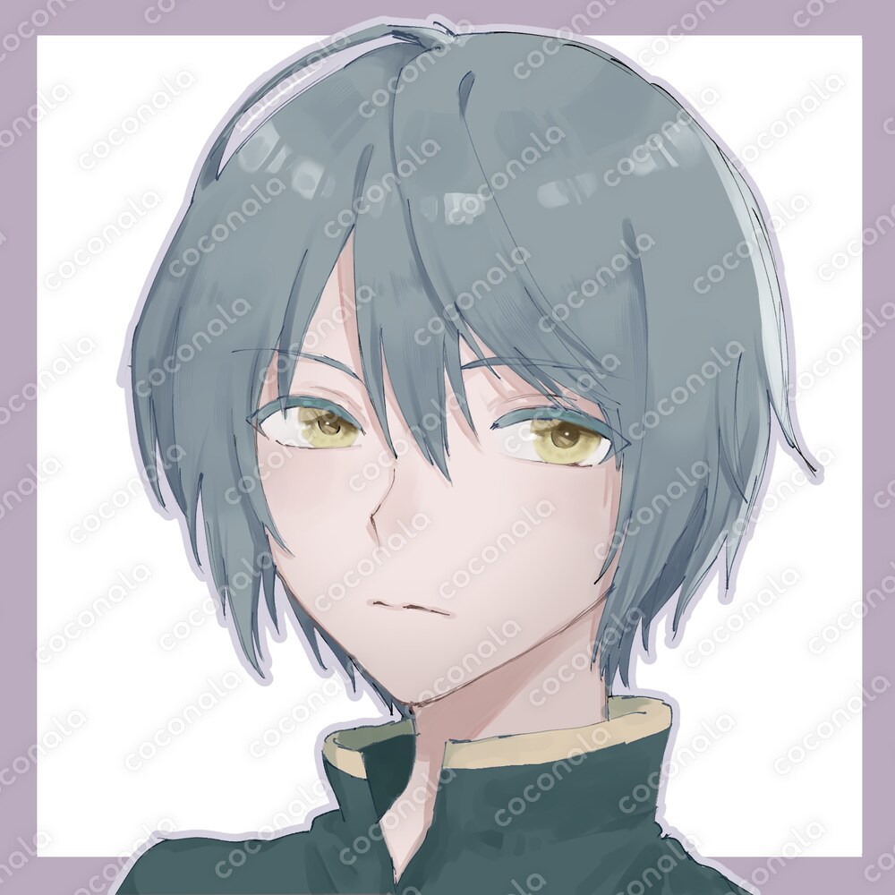 灰色髪の男子のイラスト【SNSアイコン用】