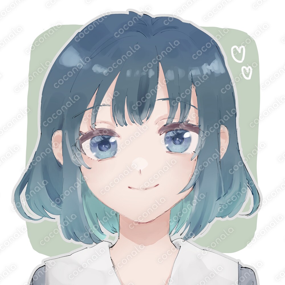 青色の女の子のイラスト【SNSアイコン用】
