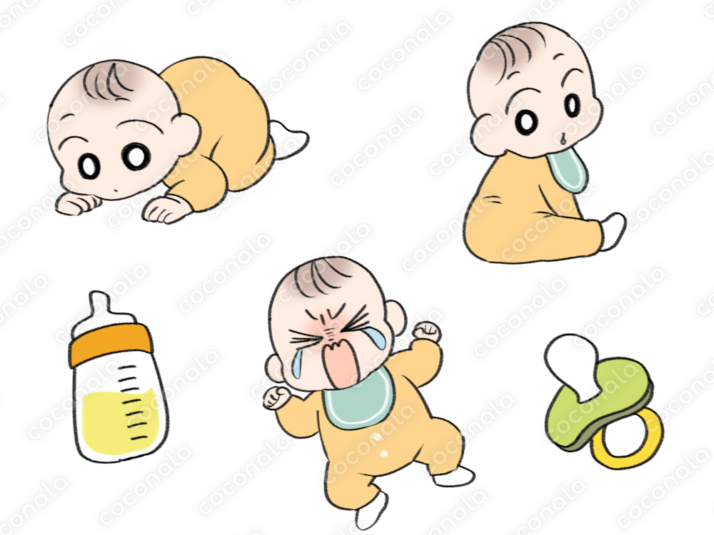 赤ちゃん・哺乳瓶・おしゃぶりのイラスト