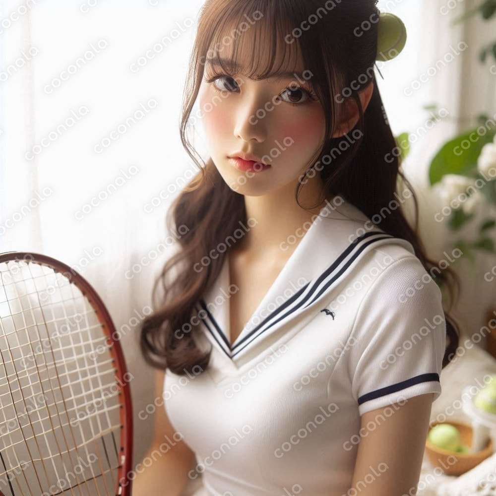 白いテニスウエア女子高生JK写真館アイドルモデル写真２