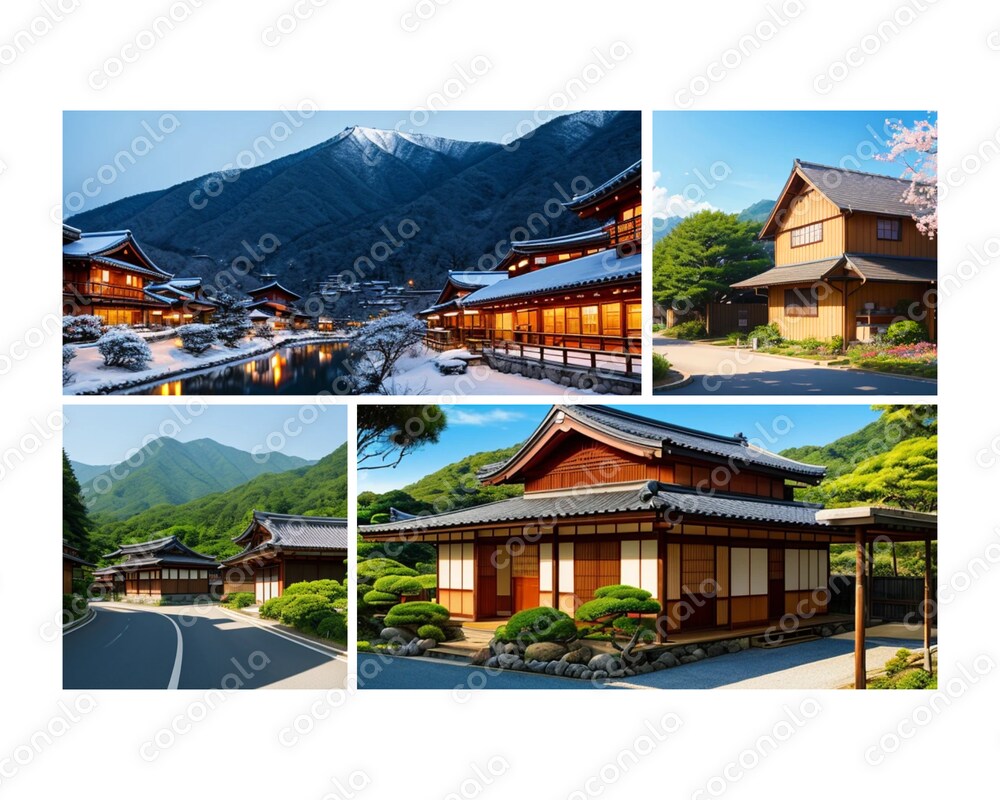 【商用可】和風建築×四季の風景素材｜5枚セット