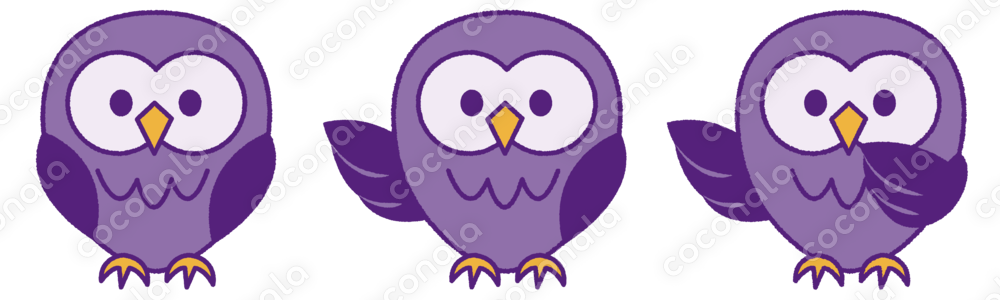 【PNG】フクロウ3ポーズイラストセット