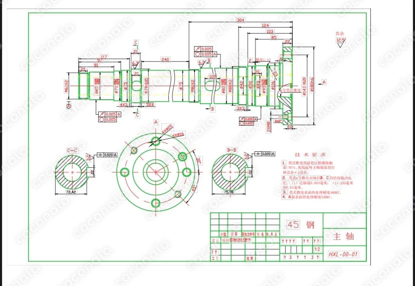 機械系　2次元図面　2D-CAD  主軸