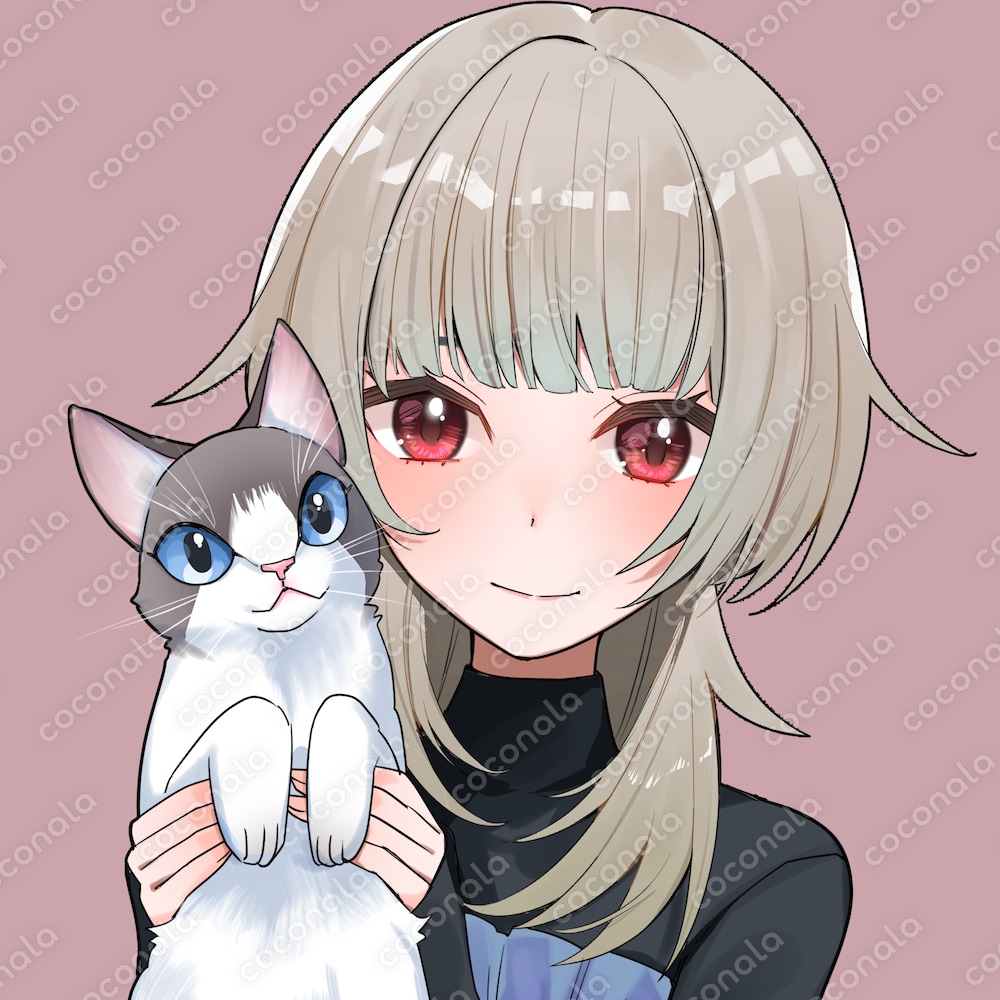 猫と女の子【SNSアイコン】