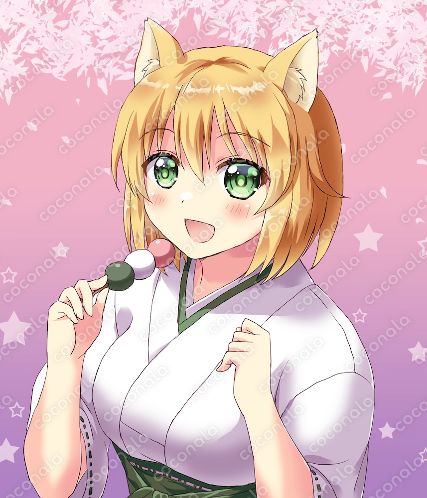 狐耳巫女イラスト【アイコンなどにどうぞ】
