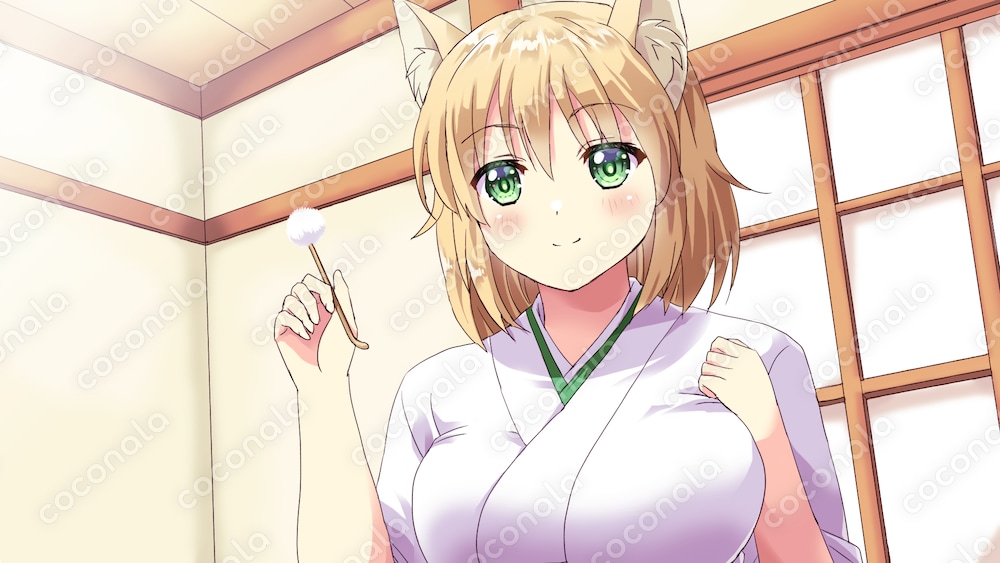 耳かき狐耳巫女イラスト【動画サムネイルなどにどうぞ】