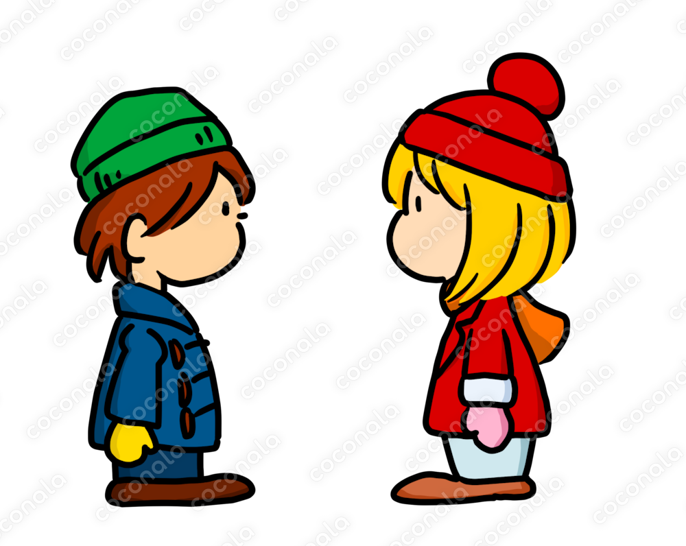 イラストカット：Kids Kiss1
