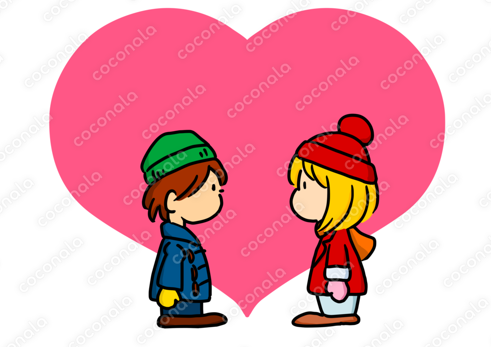 イラストカット：kids Kiss with Heart1