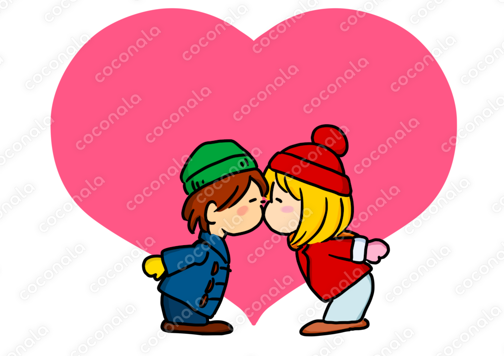 イラストカット：kids Kiss with Heart2