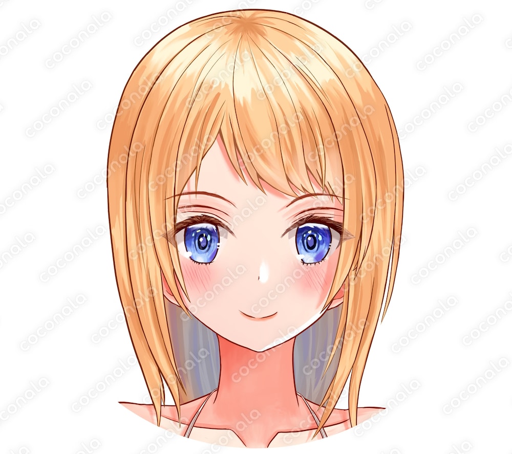 アイコンイラスト（金髪セミロングのかわいい女の子）