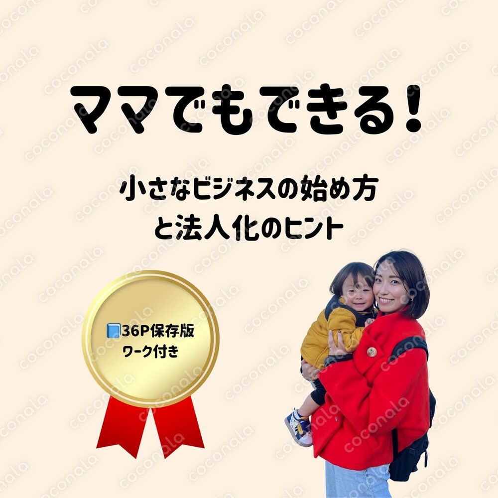 【36P保存版】ママでもできる！小さなビジネスの始め方と法人化のヒント