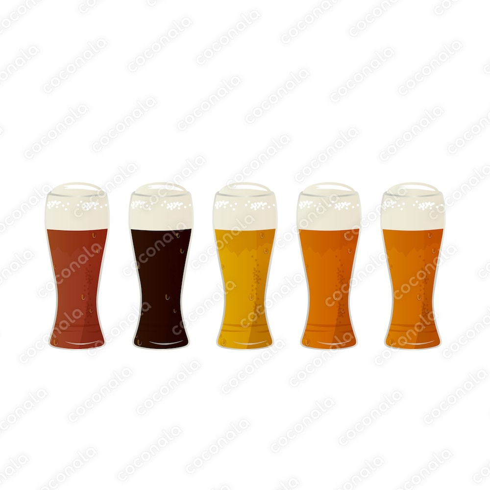 様々な種類のビール　グラス
