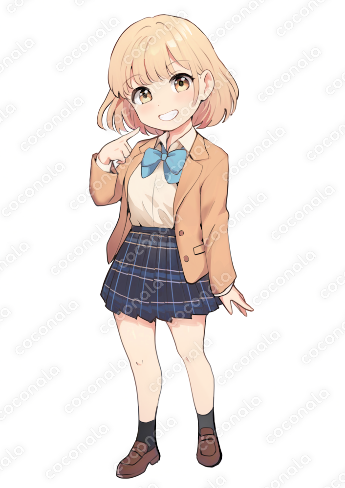 可愛い女子高生のデフォルメイラスト素材