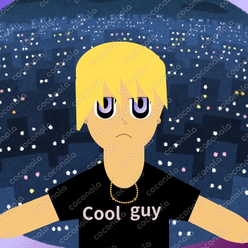 夜街を背景にした男性イラスト