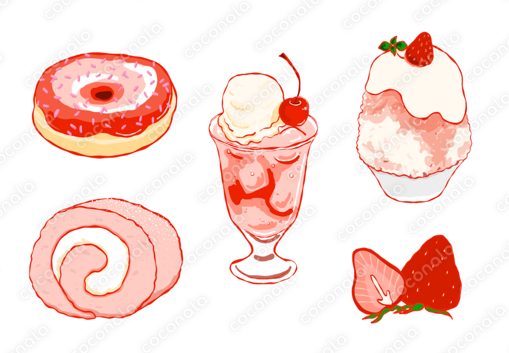 推し活に（レッド）！ 概念イラストセット スイーツ編