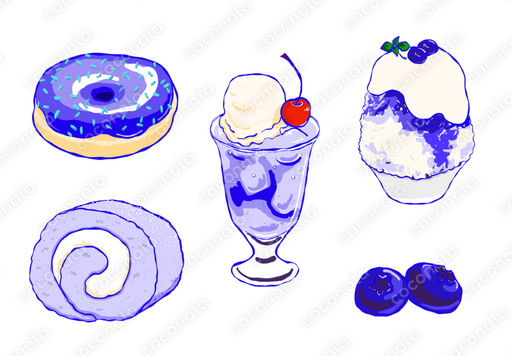 推し活に（ブルー）！概念イラストセット スイーツ編