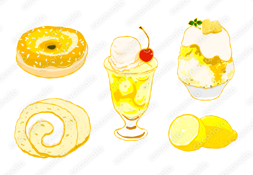 推し活に（イエロー）！概念イラストセット スイーツ編