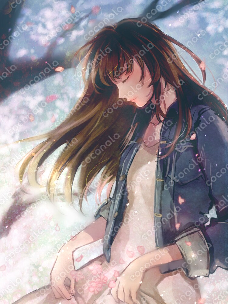 春の桜と女の子　ふんわり　アイコン