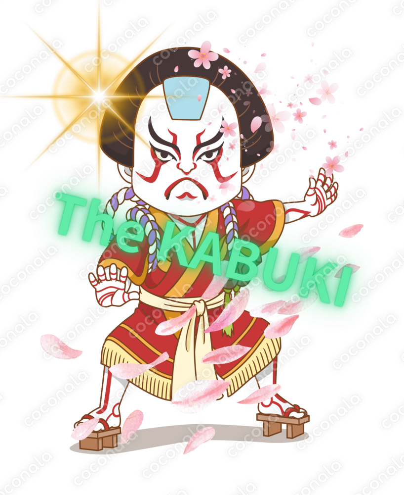 歌舞伎キャライラスト｜和風・桜・躍動感あるデザイン制作
